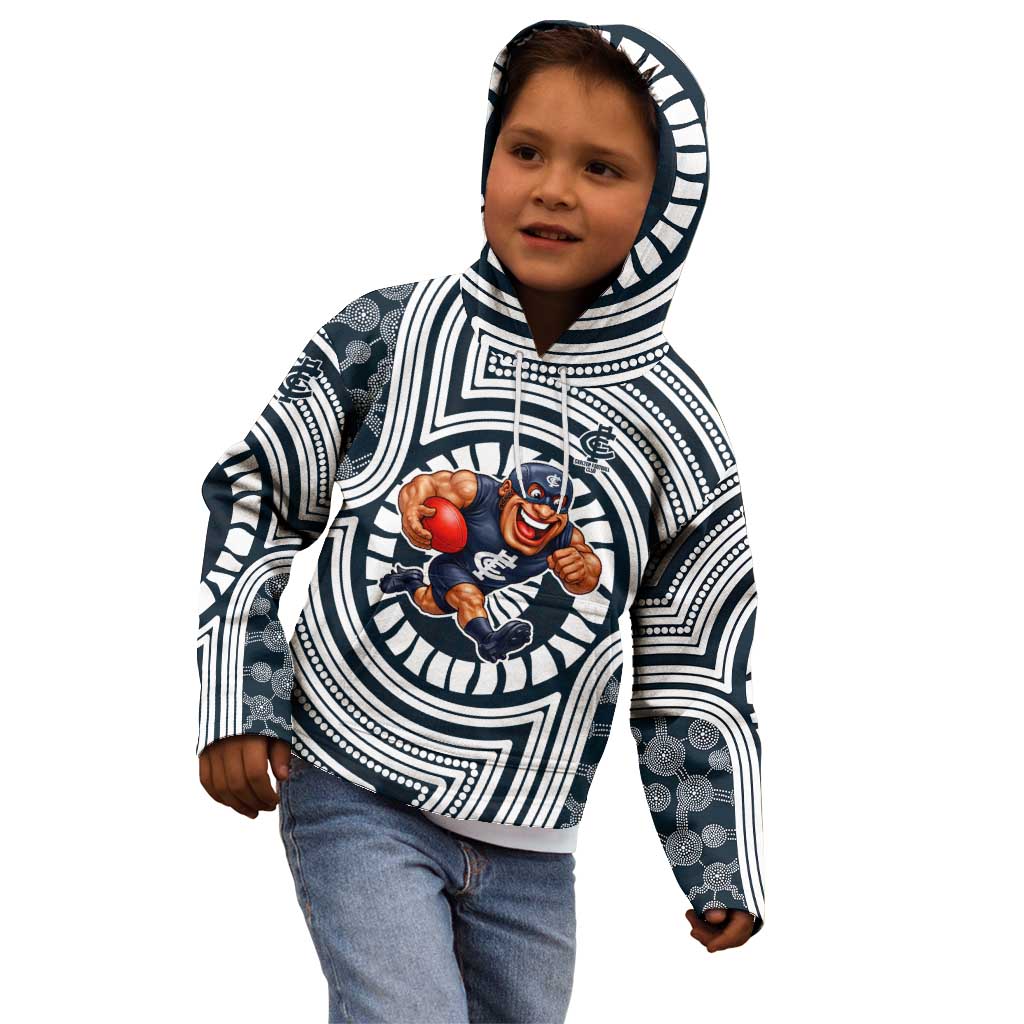 Carlton Football Club Kid Hoodie Indigenous Monochrome Dot Art Mascot Style