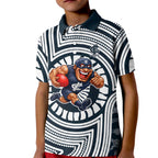Carlton Football Club Kid Polo Shirt Indigenous Monochrome Dot Art Mascot Style
