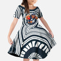 Carlton Football Club Kid Short Sleeve Dress Indigenous Monochrome Dot Art Mascot Style