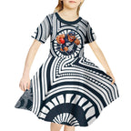 Carlton Football Club Kid Short Sleeve Dress Indigenous Monochrome Dot Art Mascot Style