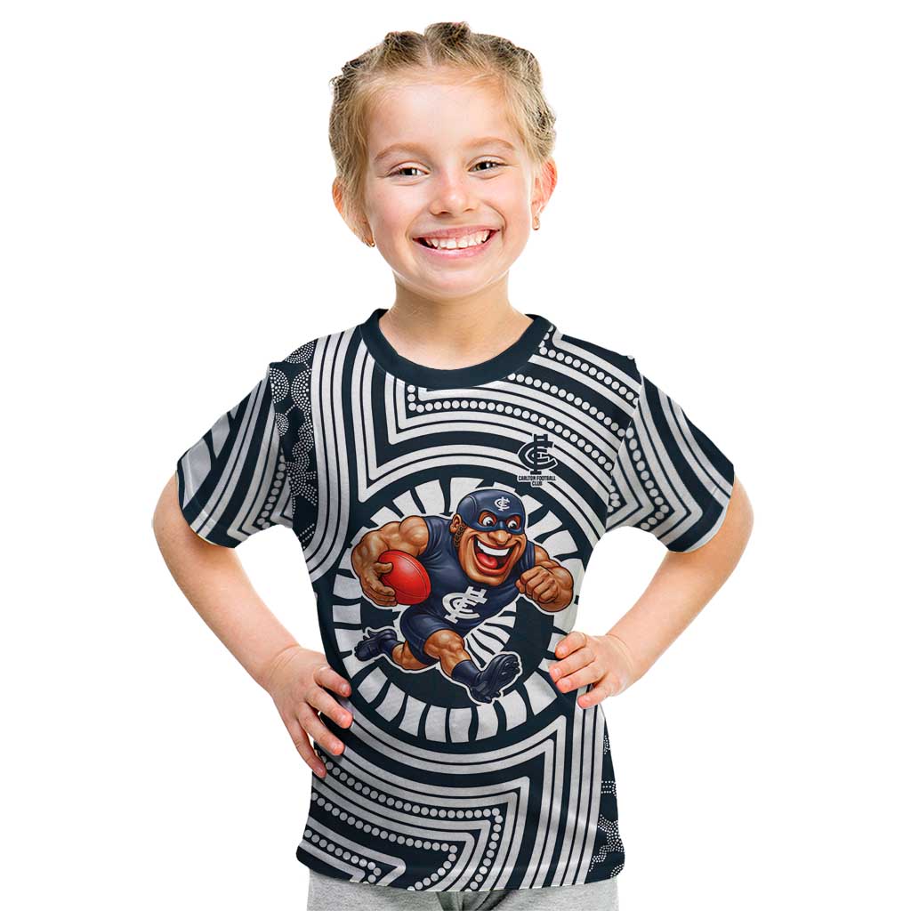 Carlton Football Club Kid T Shirt Indigenous Monochrome Dot Art Mascot Style