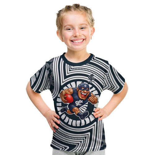 Carlton Football Club Kid T Shirt Indigenous Monochrome Dot Art Mascot Style