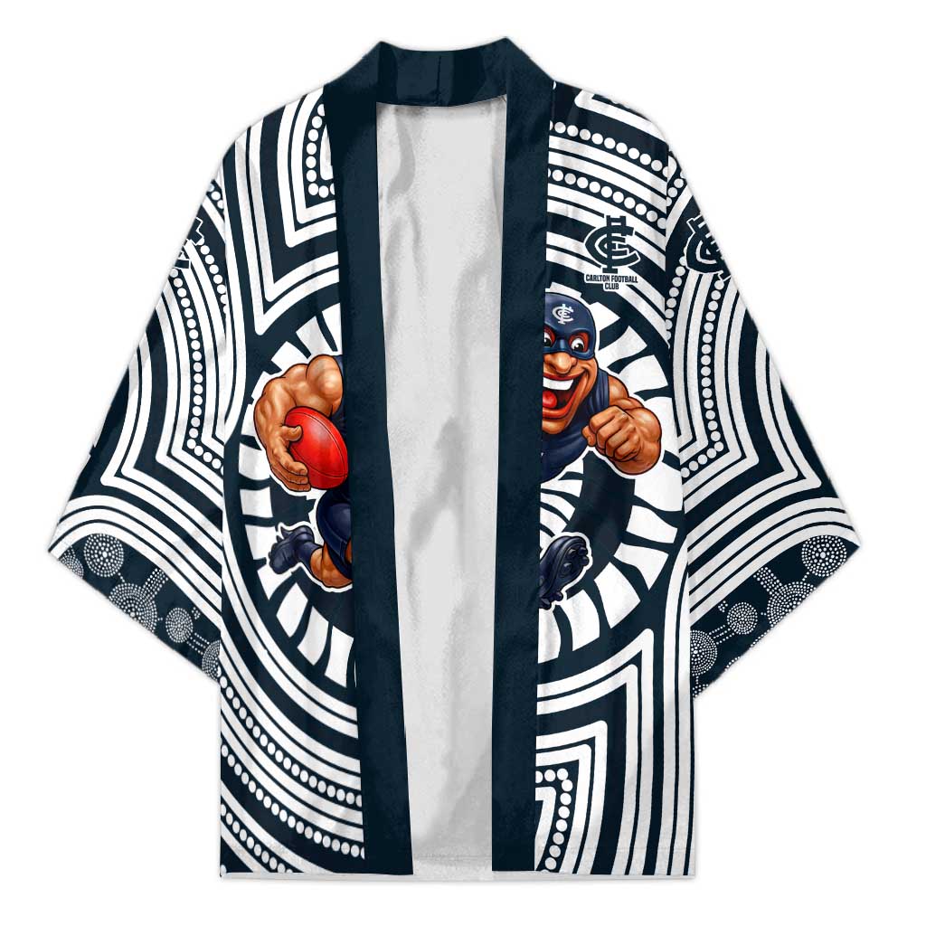 Carlton Football Club Kimono Indigenous Monochrome Dot Art Mascot Style