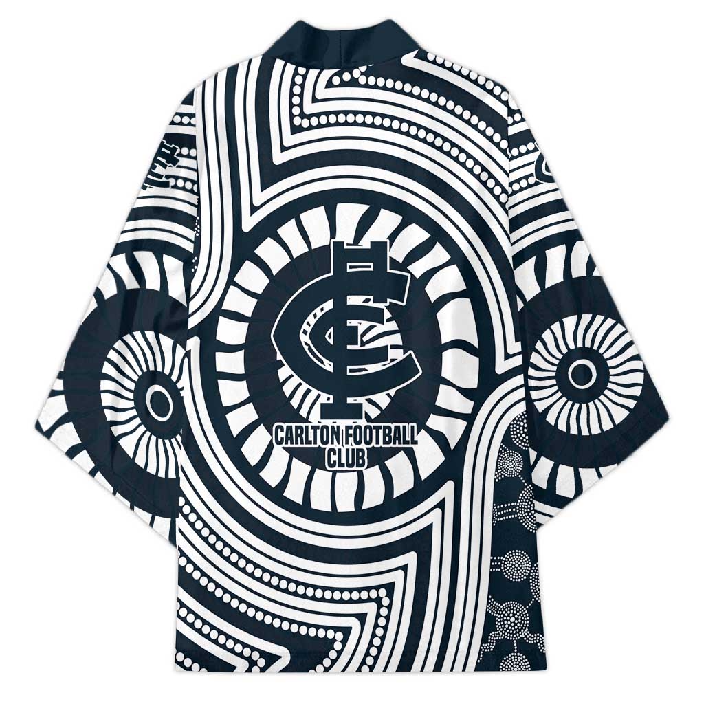 Carlton Football Club Kimono Indigenous Monochrome Dot Art Mascot Style