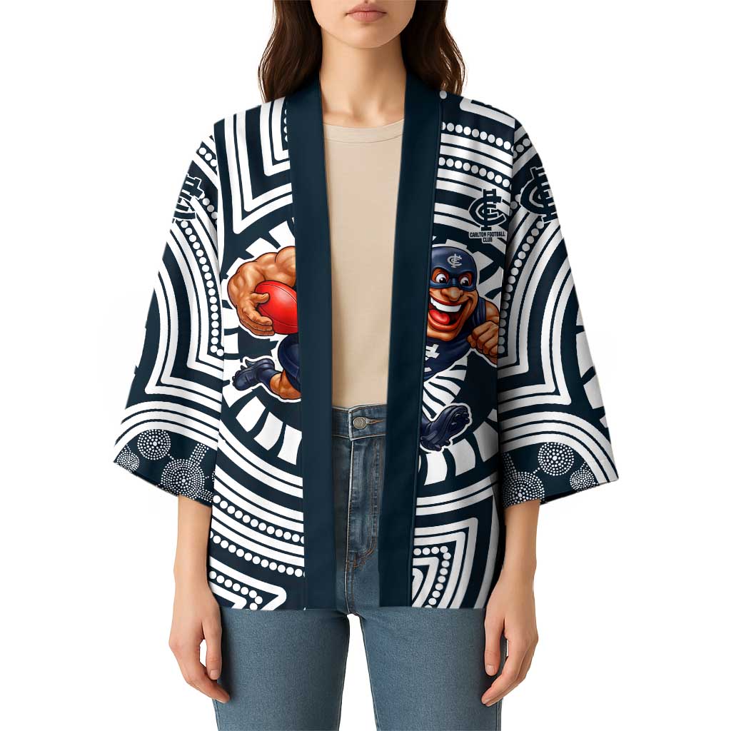 Carlton Football Club Kimono Indigenous Monochrome Dot Art Mascot Style
