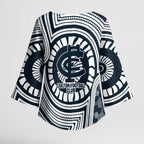 Carlton Football Club Kimono Sleeve Blouse Indigenous Monochrome Dot Art Mascot Style