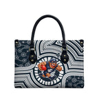 Carlton Football Club Leather Bag Indigenous Monochrome Dot Art Mascot Style