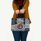 Carlton Football Club Leather Bag Indigenous Monochrome Dot Art Mascot Style