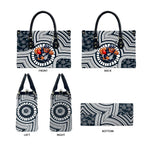 Carlton Football Club Leather Bag Indigenous Monochrome Dot Art Mascot Style