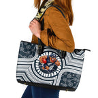 Carlton Football Club Leather Tote Bag Indigenous Monochrome Dot Art Mascot Style