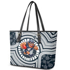 Carlton Football Club Leather Tote Bag Indigenous Monochrome Dot Art Mascot Style