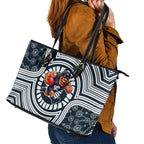 Carlton Football Club Leather Tote Bag Indigenous Monochrome Dot Art Mascot Style