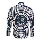 Carlton Football Club Long Sleeve Button Shirt Indigenous Monochrome Dot Art Mascot Style