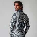 Carlton Football Club Long Sleeve Polo Shirt Indigenous Monochrome Dot Art Mascot Style