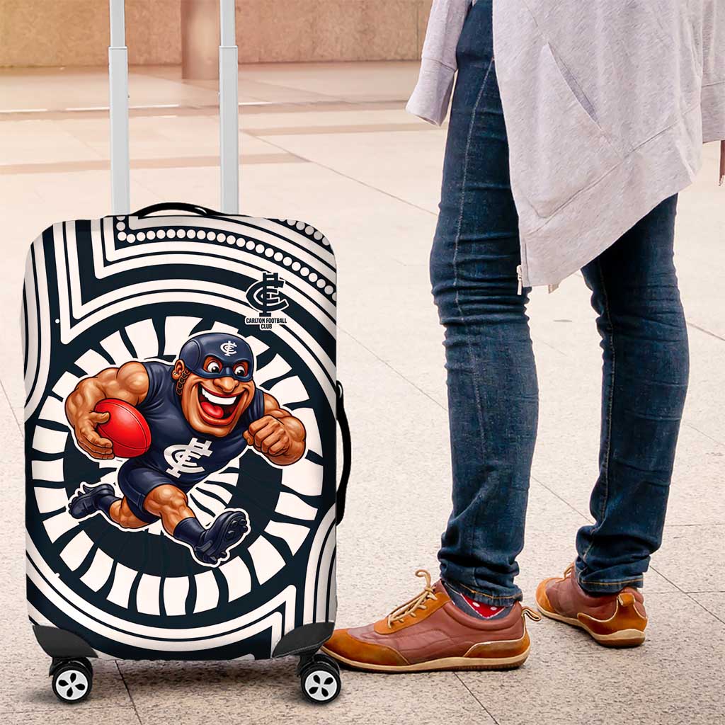Carlton Football Club Luggage Cover Indigenous Monochrome Dot Art Mascot Style