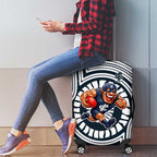 Carlton Football Club Luggage Cover Indigenous Monochrome Dot Art Mascot Style