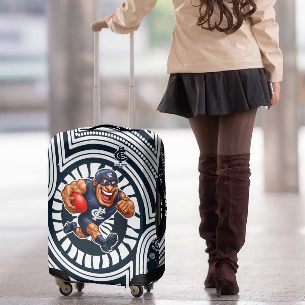 Carlton Football Club Luggage Cover Indigenous Monochrome Dot Art Mascot Style