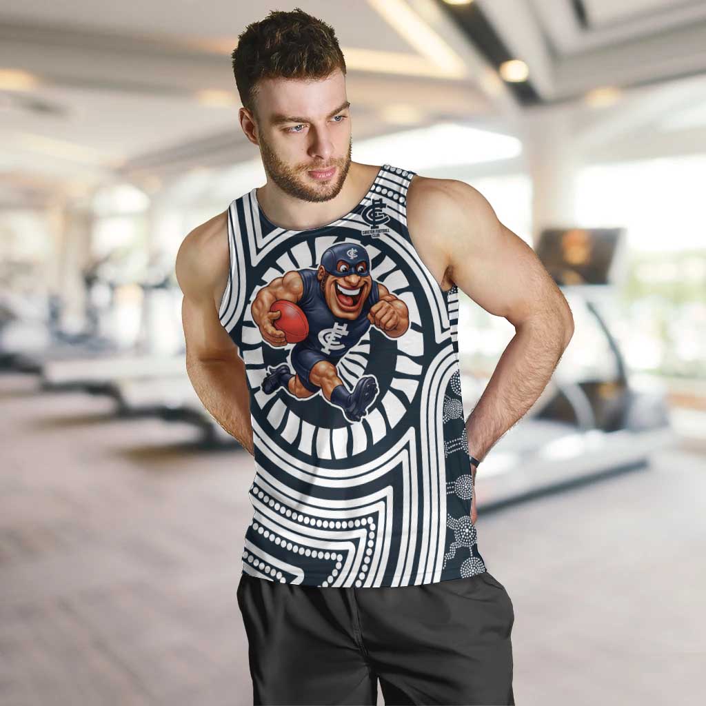 Carlton Football Club Men Tank Top Indigenous Monochrome Dot Art Mascot Style