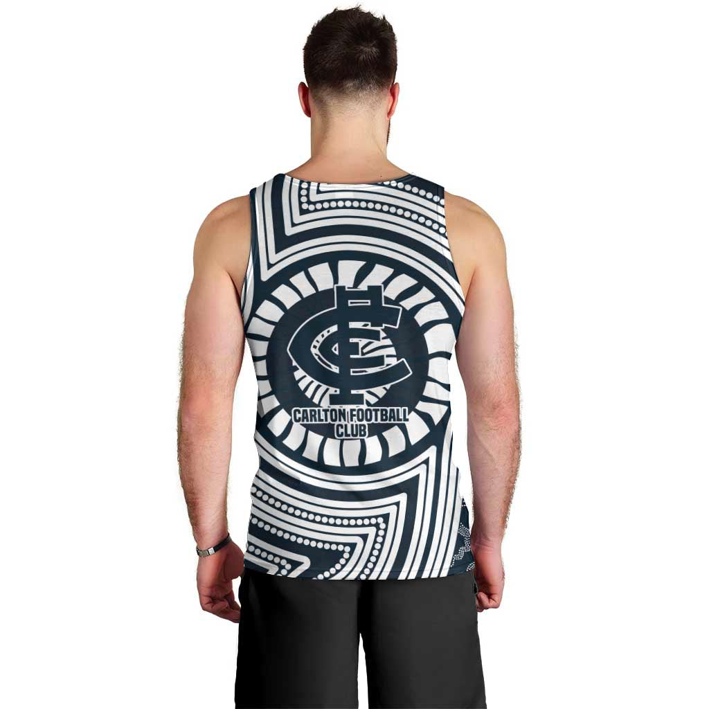 Carlton Football Club Men Tank Top Indigenous Monochrome Dot Art Mascot Style