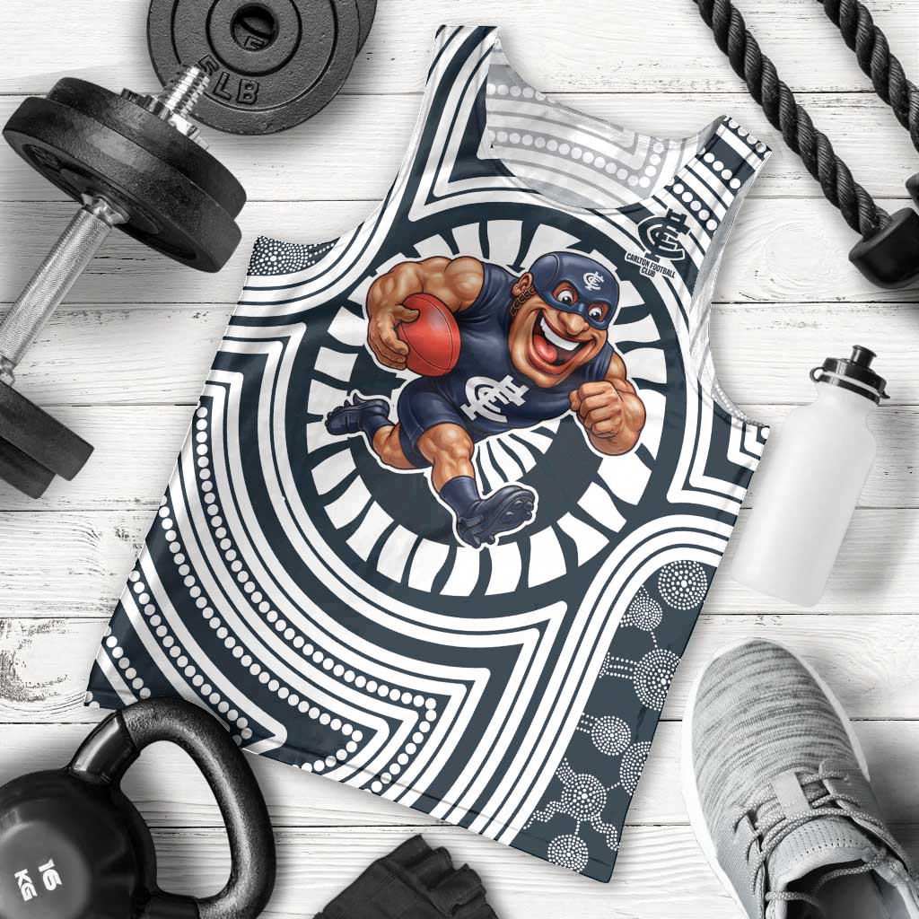 Carlton Football Club Men Tank Top Indigenous Monochrome Dot Art Mascot Style