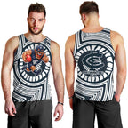 Carlton Football Club Men Tank Top Indigenous Monochrome Dot Art Mascot Style