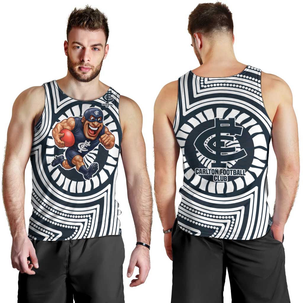 Carlton Football Club Men Tank Top Indigenous Monochrome Dot Art Mascot Style