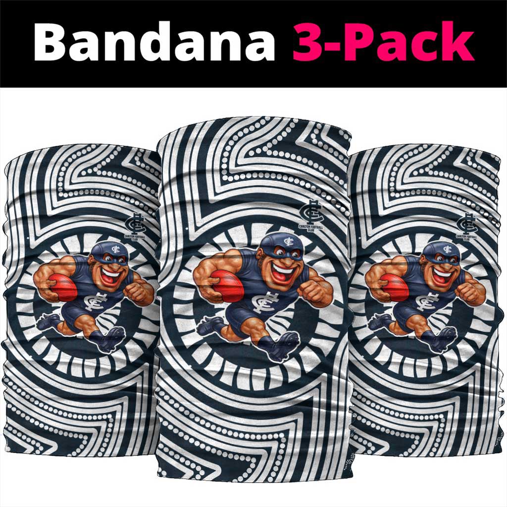 Carlton Football Club Neck Gaiter Indigenous Monochrome Dot Art Mascot Style