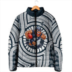 Carlton Football Club Padded Jacket Indigenous Monochrome Dot Art Mascot Style