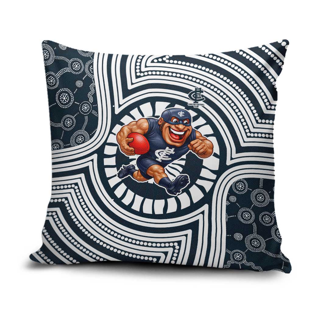 Carlton Football Club Pillow Cover Indigenous Monochrome Dot Art Mascot Style