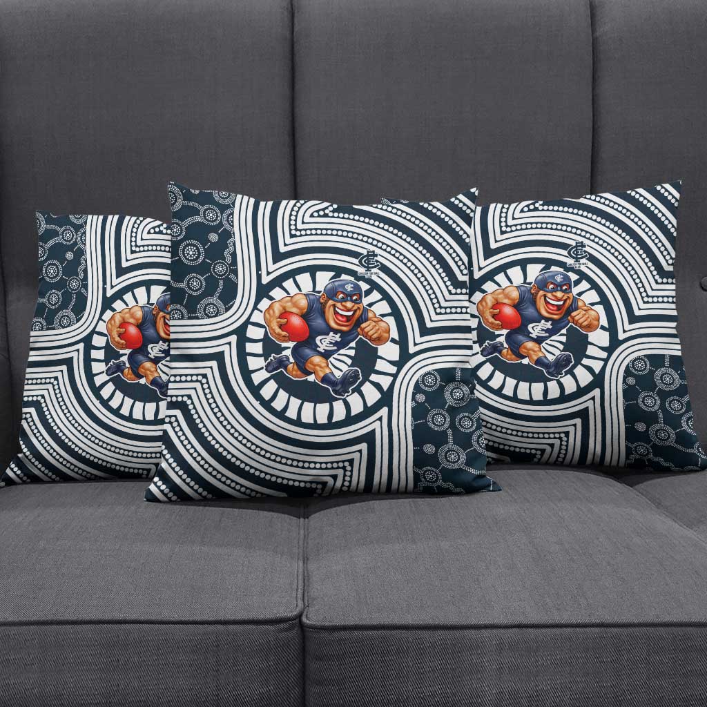 Carlton Football Club Pillow Cover Indigenous Monochrome Dot Art Mascot Style