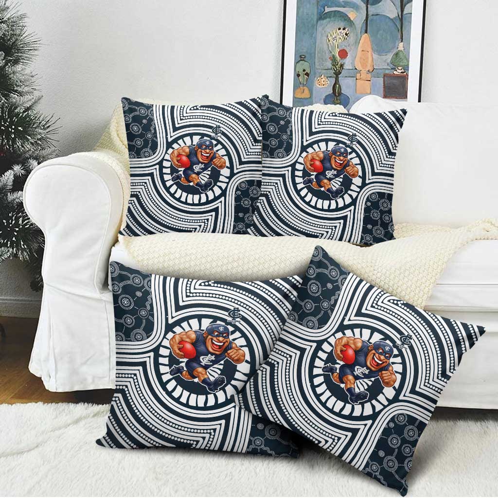 Carlton Football Club Pillow Cover Indigenous Monochrome Dot Art Mascot Style
