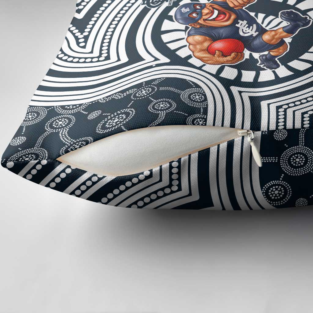 Carlton Football Club Pillow Cover Indigenous Monochrome Dot Art Mascot Style