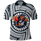 Carlton Football Club Polo Shirt Indigenous Monochrome Dot Art Mascot Style