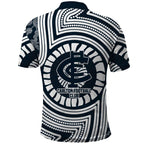 Carlton Football Club Polo Shirt Indigenous Monochrome Dot Art Mascot Style