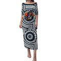 Carlton Football Club Puletasi Indigenous Monochrome Dot Art Mascot Style