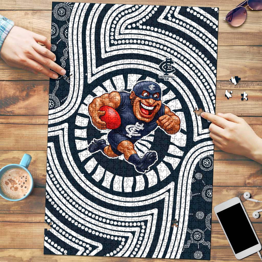 Carlton Football Club Puzzle Indigenous Monochrome Dot Art Mascot Style