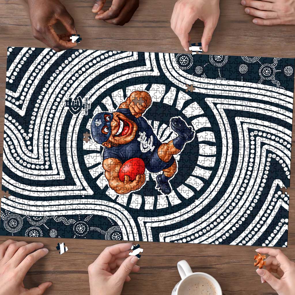 Carlton Football Club Puzzle Indigenous Monochrome Dot Art Mascot Style