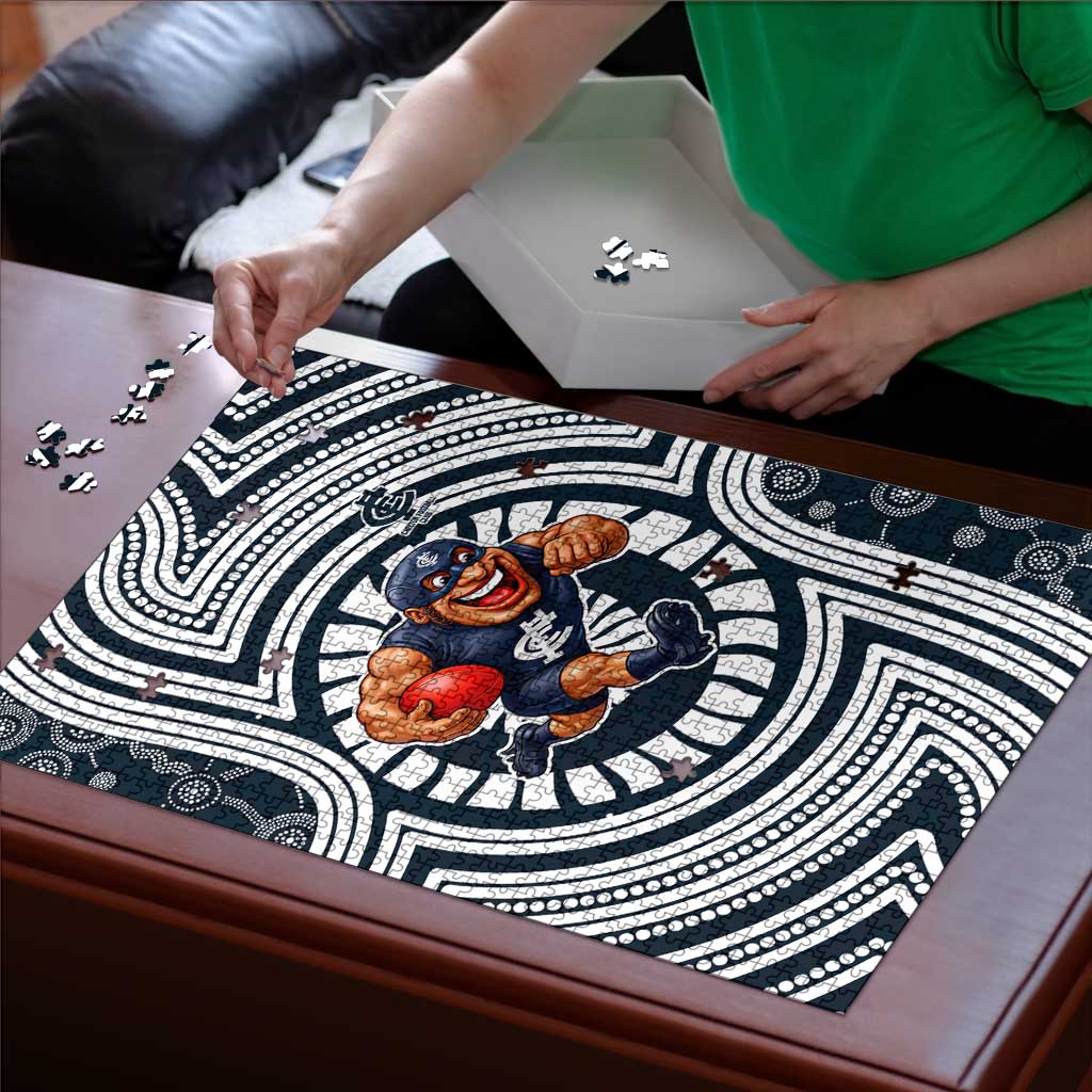 Carlton Football Club Puzzle Indigenous Monochrome Dot Art Mascot Style