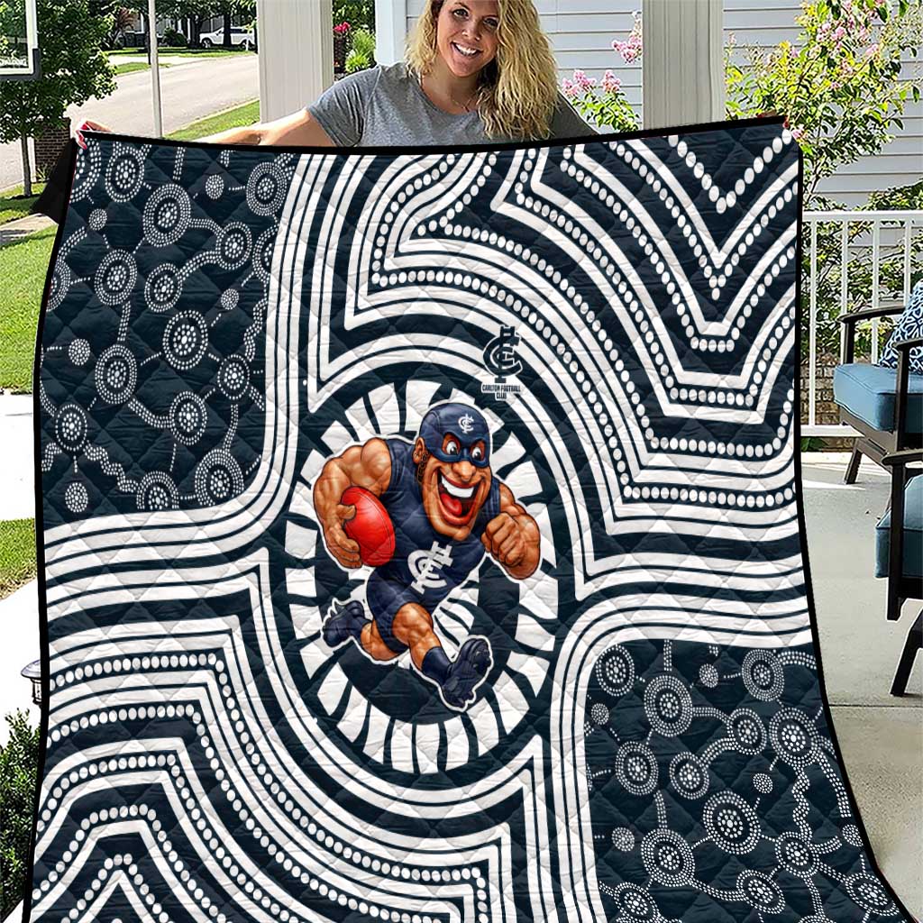 Carlton Football Club Quilt Indigenous Monochrome Dot Art Mascot Style