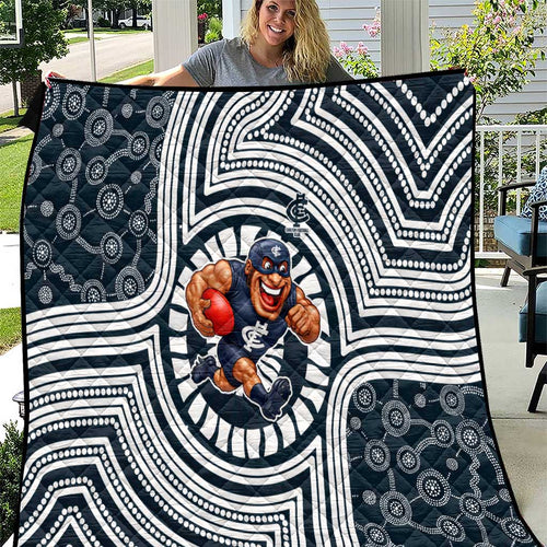 Carlton Football Club Quilt Indigenous Monochrome Dot Art Mascot Style