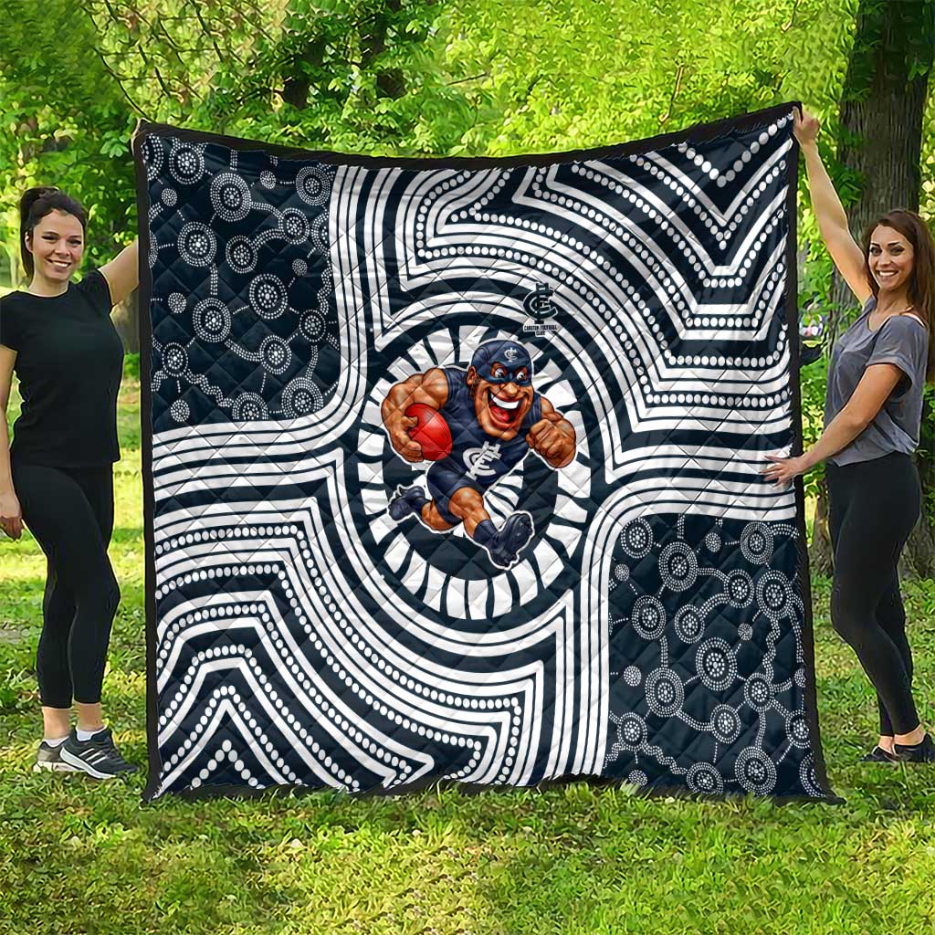 Carlton Football Club Quilt Indigenous Monochrome Dot Art Mascot Style