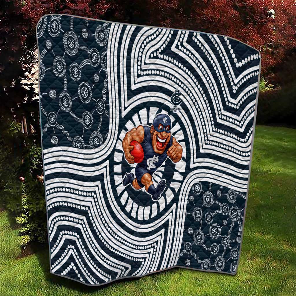 Carlton Football Club Quilt Indigenous Monochrome Dot Art Mascot Style