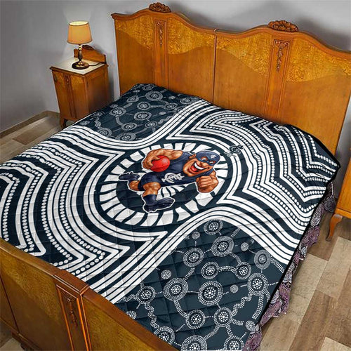 Carlton Football Club Quilt Indigenous Monochrome Dot Art Mascot Style
