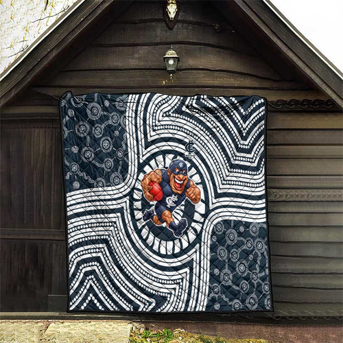 Carlton Football Club Quilt Indigenous Monochrome Dot Art Mascot Style