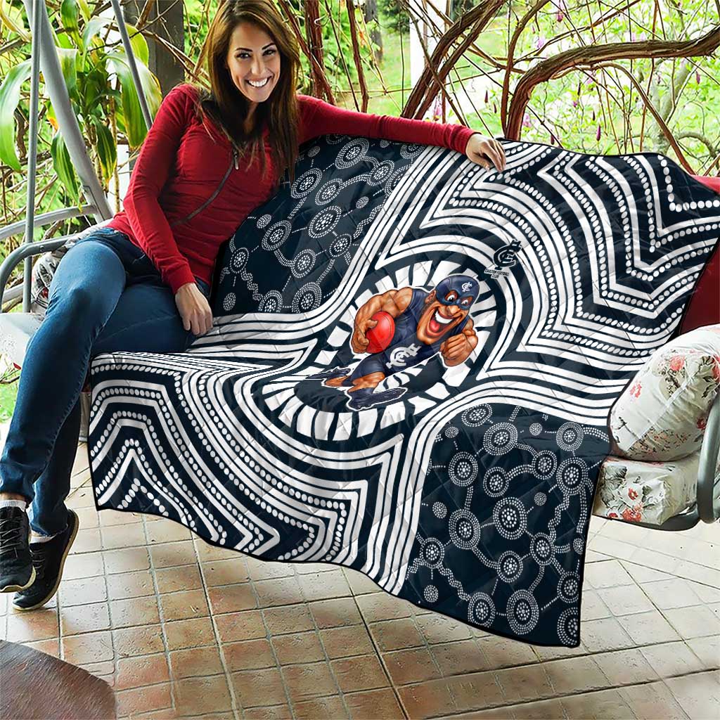 Carlton Football Club Quilt Indigenous Monochrome Dot Art Mascot Style