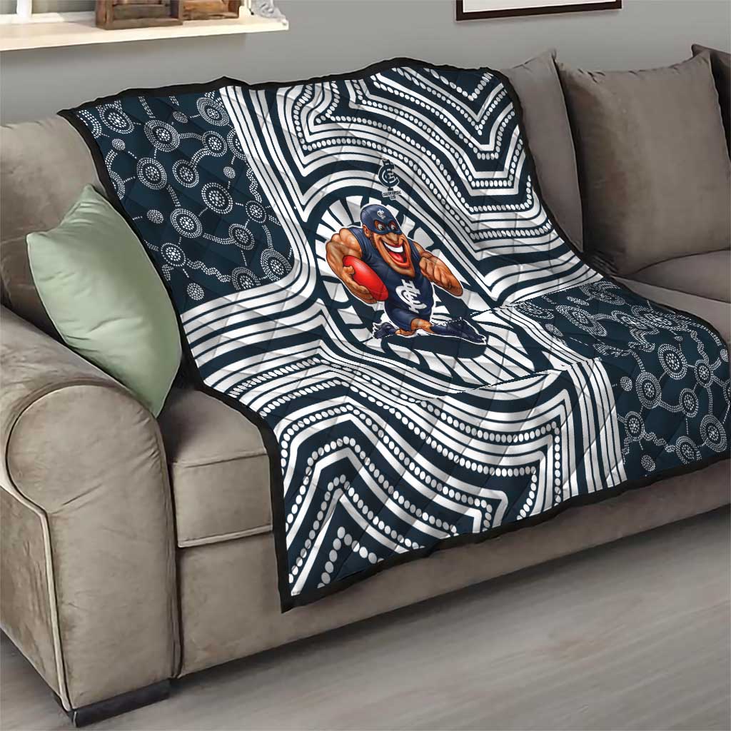 Carlton Football Club Quilt Indigenous Monochrome Dot Art Mascot Style
