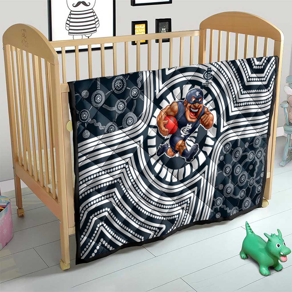 Carlton Football Club Quilt Indigenous Monochrome Dot Art Mascot Style