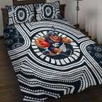 Carlton Football Club Quilt Bed Set Indigenous Monochrome Dot Art Mascot Style