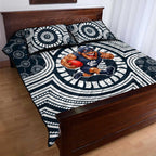 Carlton Football Club Quilt Bed Set Indigenous Monochrome Dot Art Mascot Style