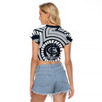 Carlton Football Club Raglan Cropped T Shirt Indigenous Monochrome Dot Art Mascot Style